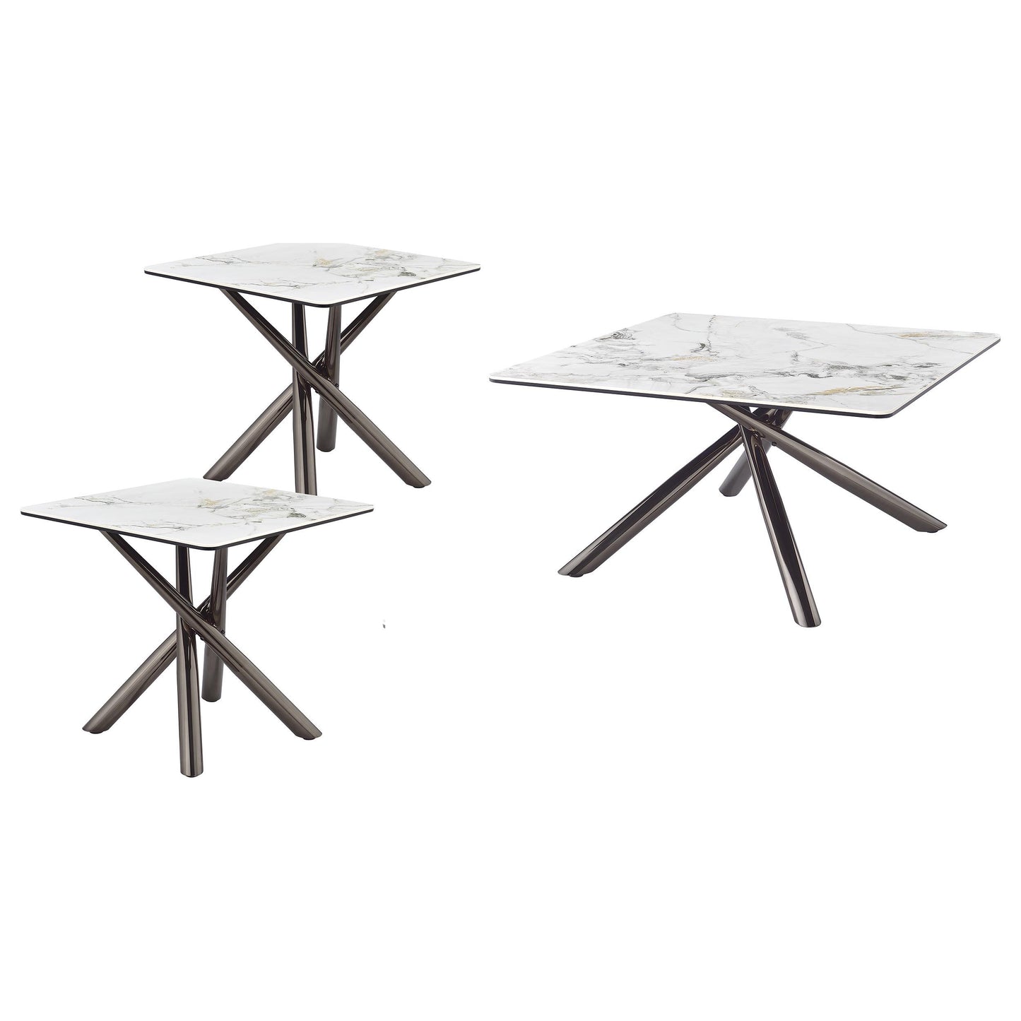  Coaster Furniture Carvell 708138-S3 3-piece Square Coffee and End Table Set - Mirage White IMAGE 6
