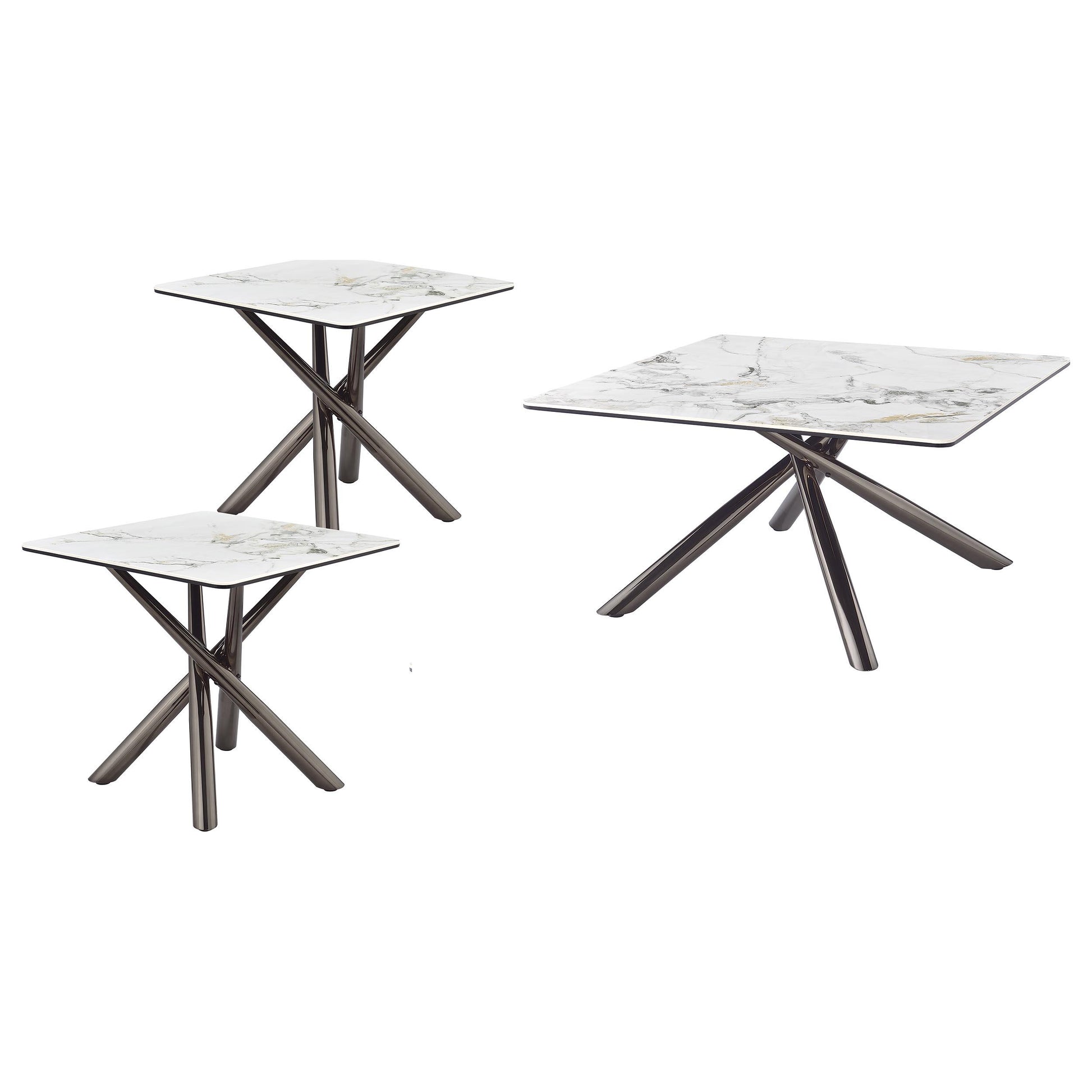  Coaster Furniture Carvell 708138-S3 3-piece Square Coffee and End Table Set - Mirage White IMAGE 6