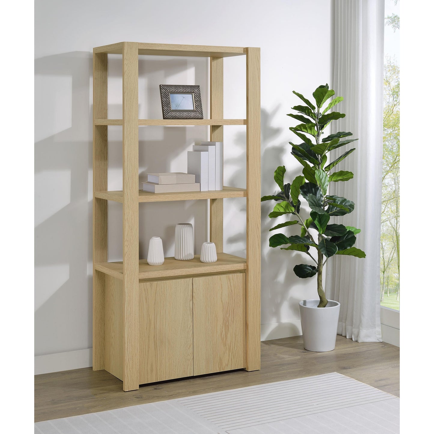  Coaster Furniture Laurelton 708224 3-shelf Media Tower Tall Pier Cabinet - Light Oak IMAGE 6