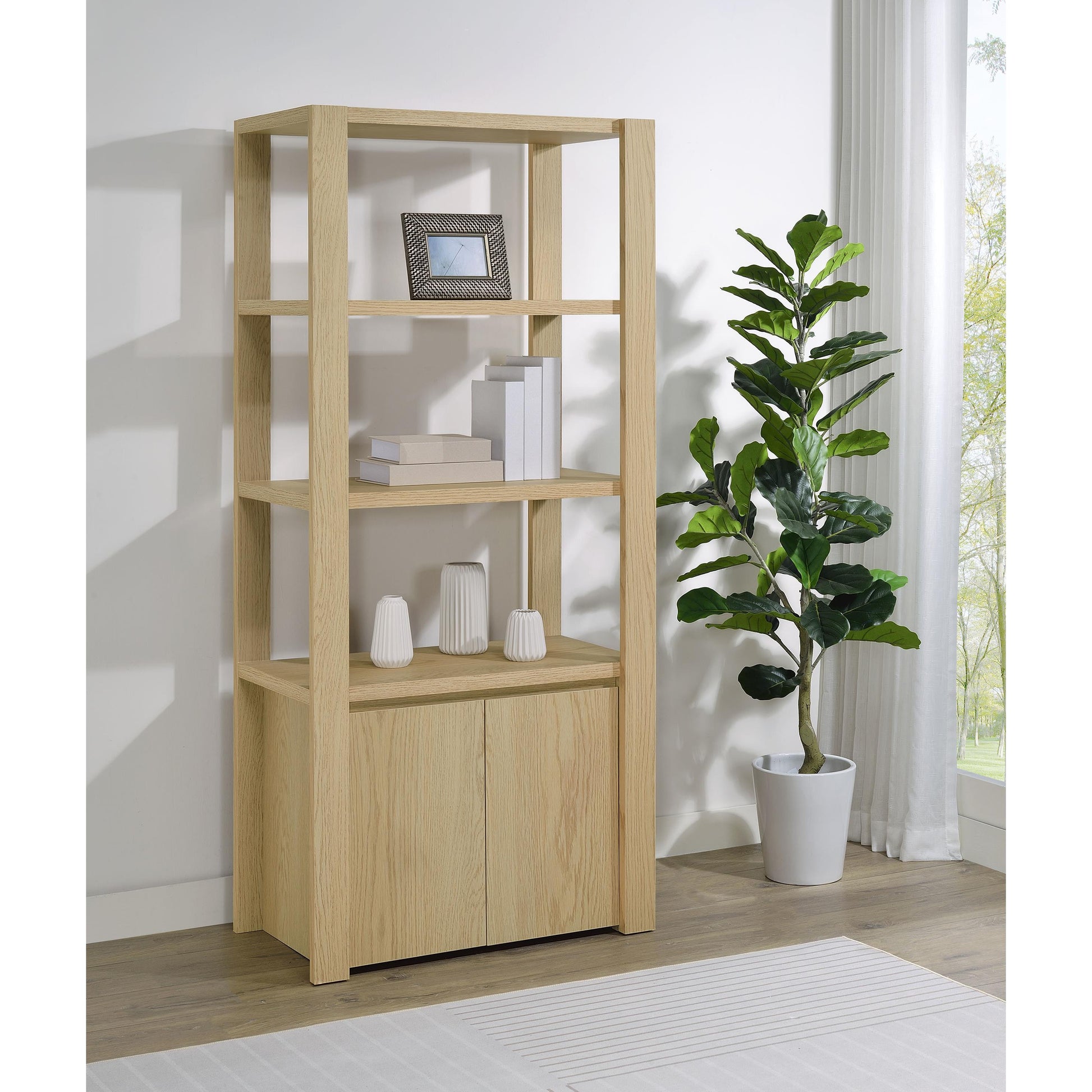  Coaster Furniture Laurelton 708224 3-shelf Media Tower Tall Pier Cabinet - Light Oak IMAGE 6