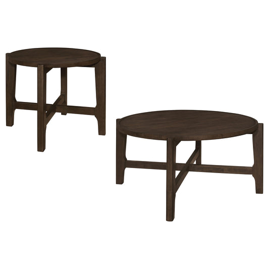  Coaster Furniture Cota 708288-S2 2-piece Solid Wood Coffee and End Table Set - Dark Brown IMAGE 1