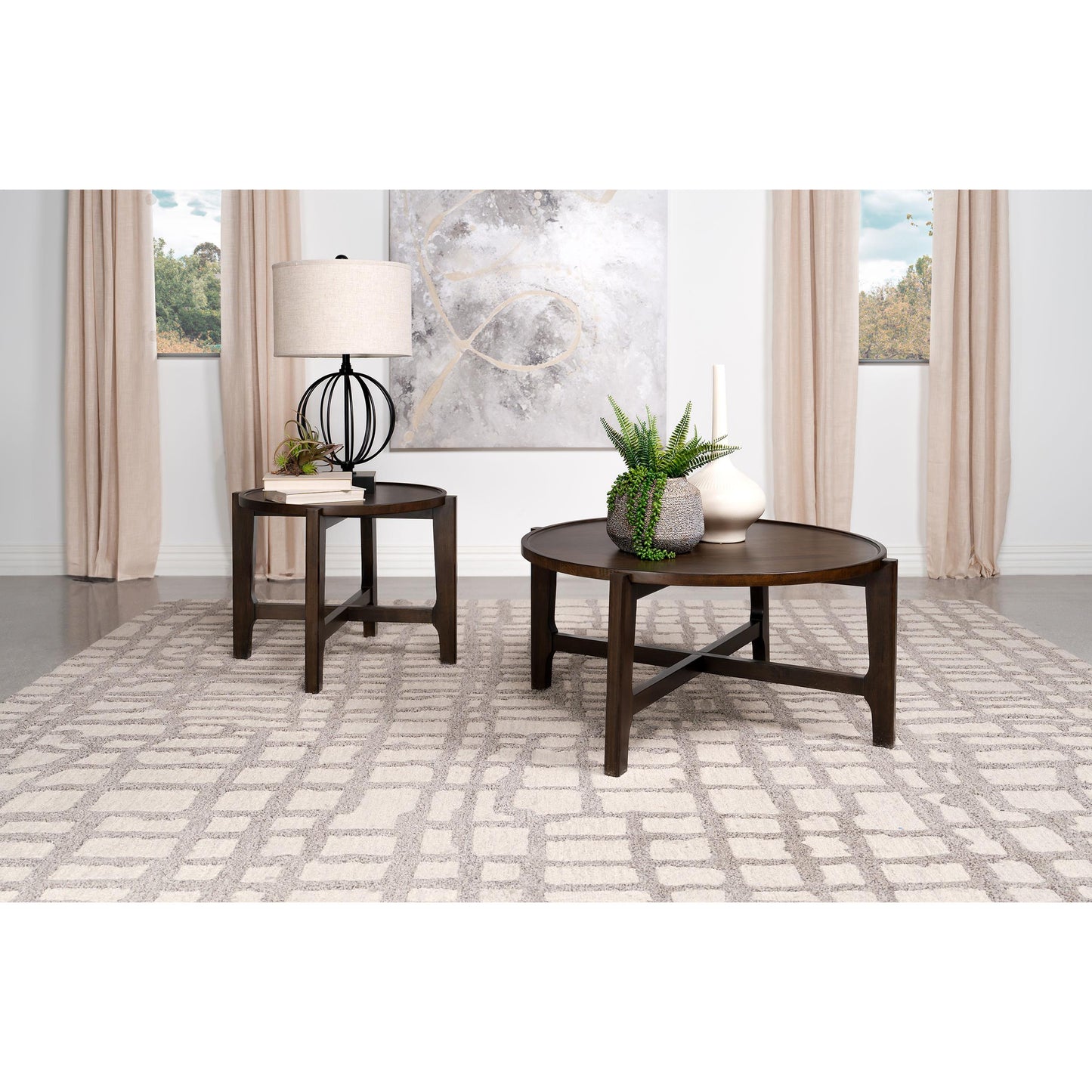  Coaster Furniture Cota 708288-S2 2-piece Solid Wood Coffee and End Table Set - Dark Brown IMAGE 2
