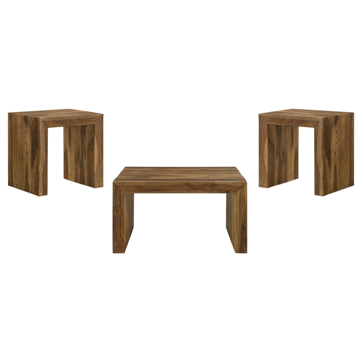  Coaster Furniture Odilia 708418-S3 3-piece Solid Wood Coffee and End Table Set - Auburn IMAGE 1