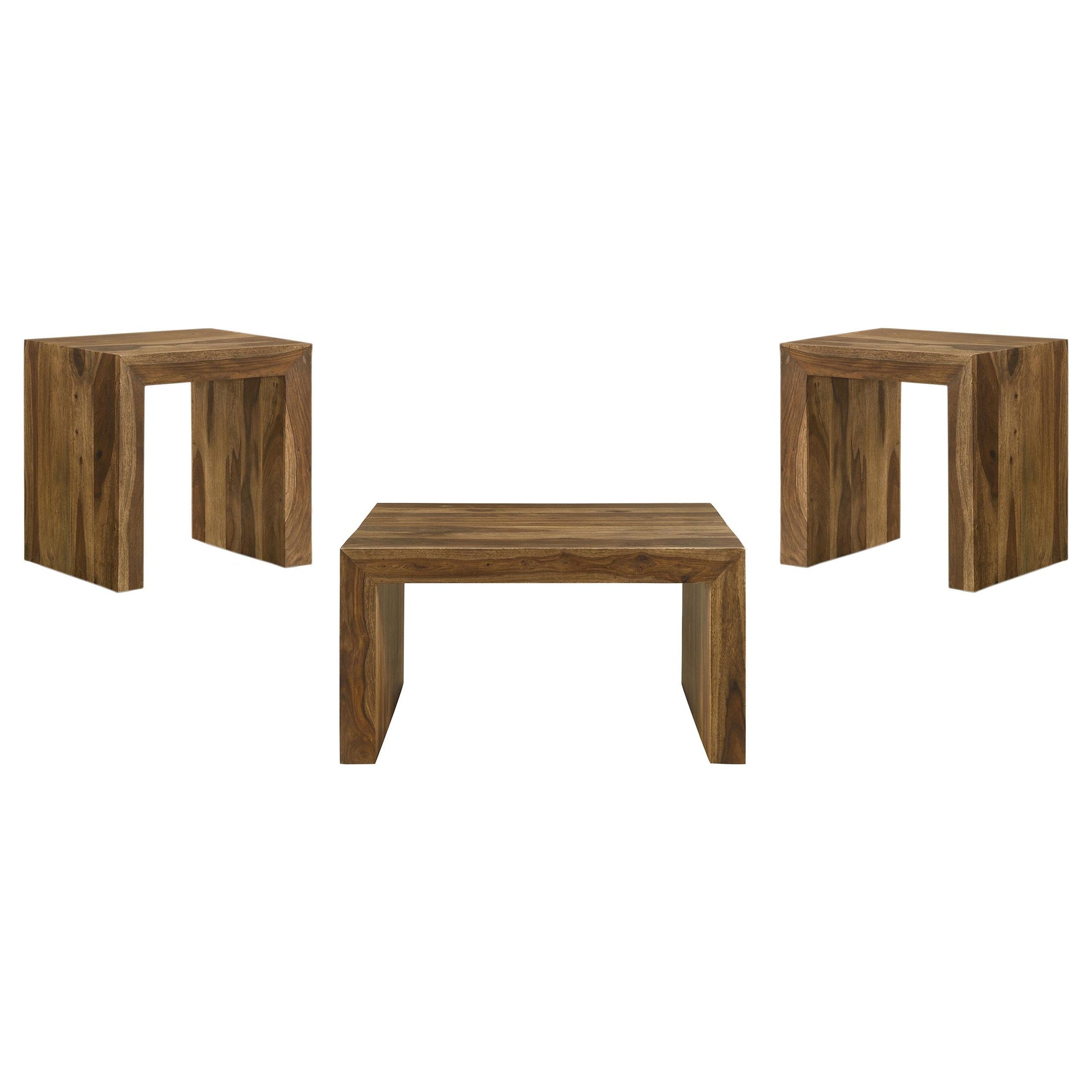  Coaster Furniture Odilia 708418-S3 3-piece Solid Wood Coffee and End Table Set - Auburn IMAGE 1