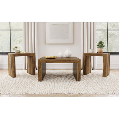  Coaster Furniture Odilia 708418-S3 3-piece Solid Wood Coffee and End Table Set - Auburn IMAGE 2