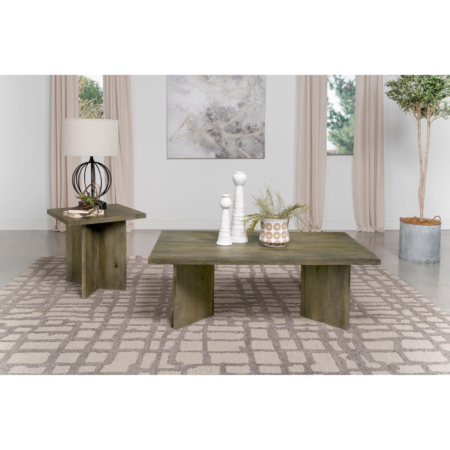  Coaster Furniture Andando 708498-S2 2-piece Coffee and End Table Set - Mango Brown IMAGE 3