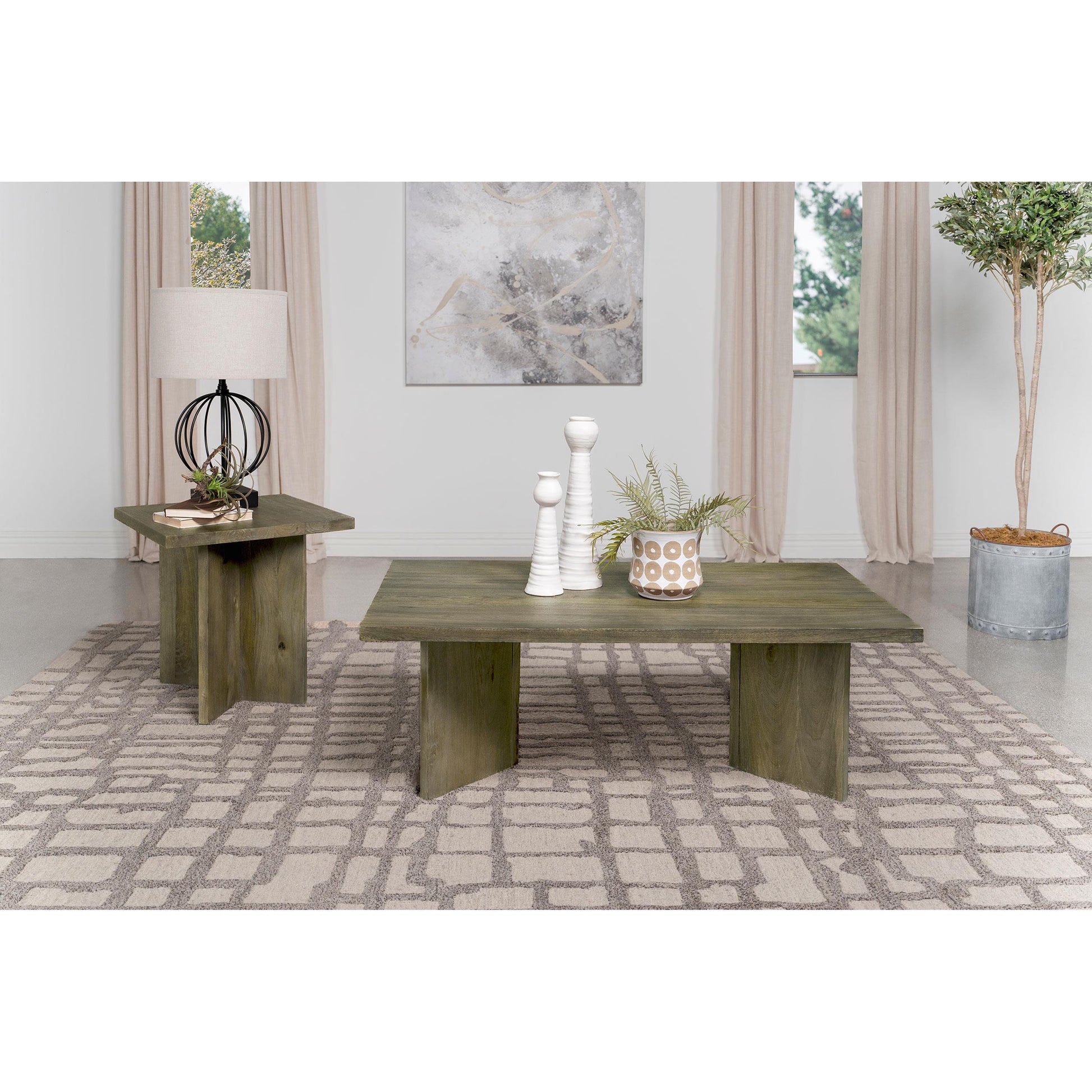  Coaster Furniture Andando 708498-S2 2-piece Coffee and End Table Set - Mango Brown IMAGE 3