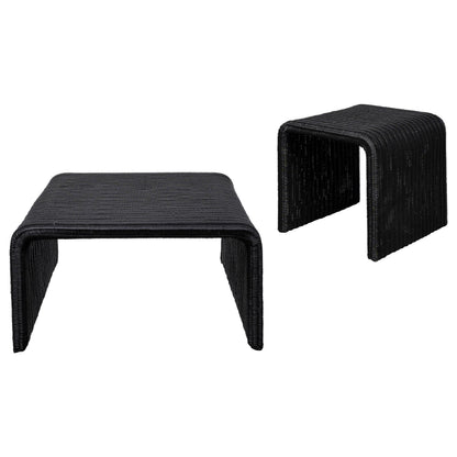  Coaster Furniture Cahya 708518-S2 2-piece Rattan Coffee and End Table Set - Black IMAGE 1