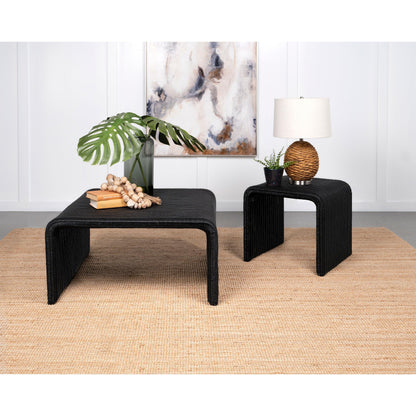  Coaster Furniture Cahya 708518-S2 2-piece Rattan Coffee and End Table Set - Black IMAGE 2