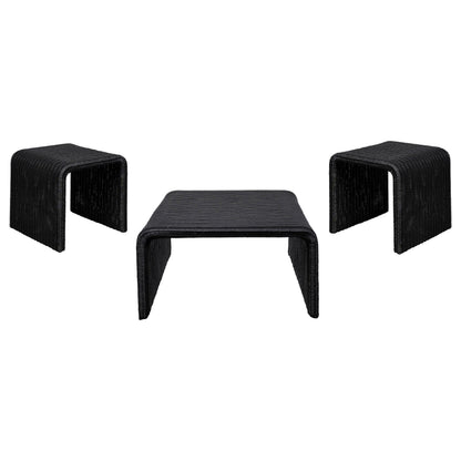  Coaster Furniture Cahya 708518-S3 3-piece Rattan Coffee and End Table Set - Black IMAGE 1