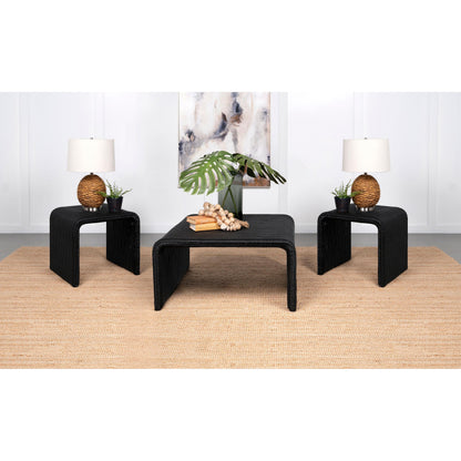  Coaster Furniture Cahya 708518-S3 3-piece Rattan Coffee and End Table Set - Black IMAGE 2