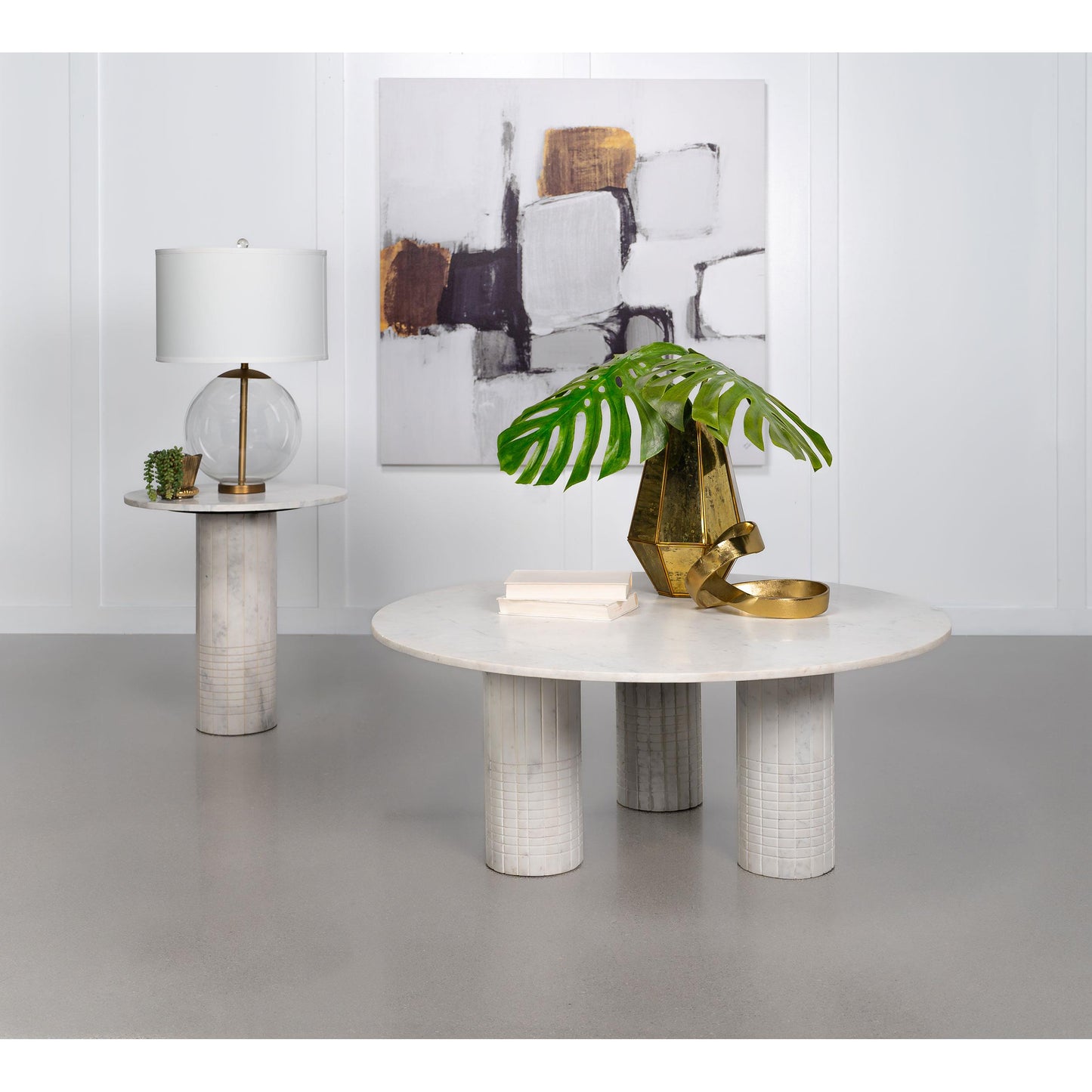  Coaster Furniture Astoria 709668-S2 2-piece Marble Coffee and End Table Set - White IMAGE 2
