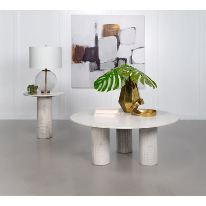  Coaster Furniture Astoria 709668-S2 2-piece Marble Coffee and End Table Set - White IMAGE 2