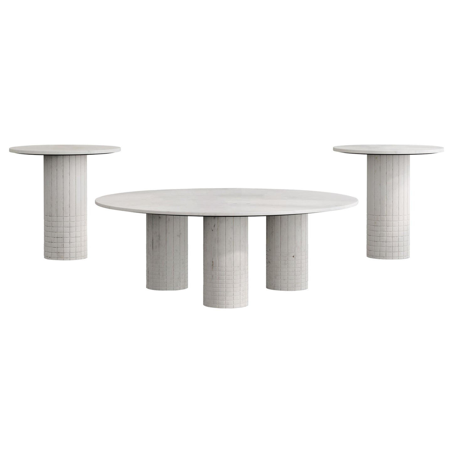  Coaster Furniture Astoria 709668-S3 3-piece Marble Coffee and End Table Set - White IMAGE 1