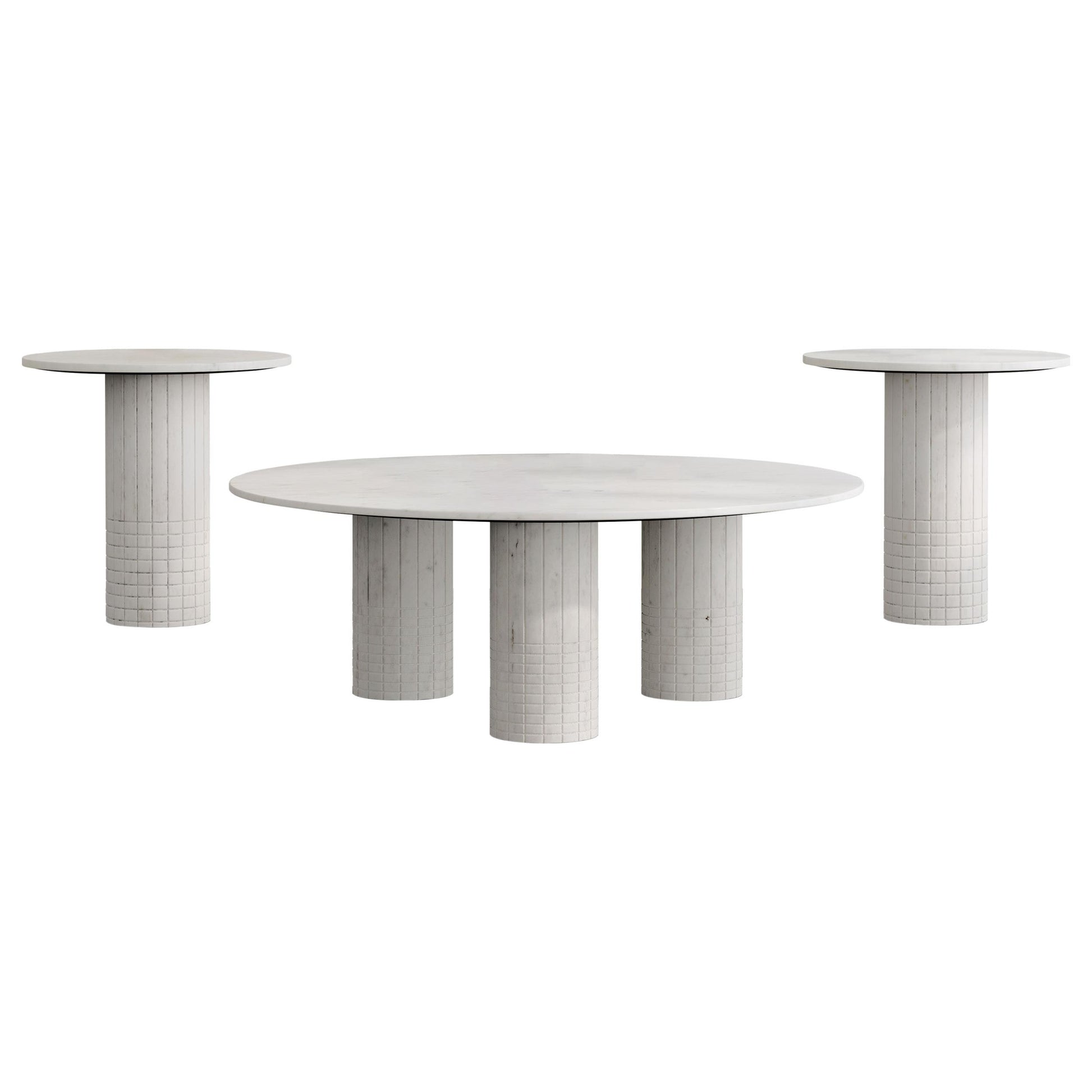  Coaster Furniture Astoria 709668-S3 3-piece Marble Coffee and End Table Set - White IMAGE 1