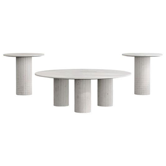  Coaster Furniture Astoria 709668-S3 3-piece Marble Coffee and End Table Set - White IMAGE 1