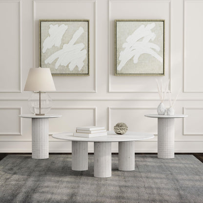 Coaster Furniture Astoria 709668-S3 3-piece Marble Coffee and End Table Set - White IMAGE 2