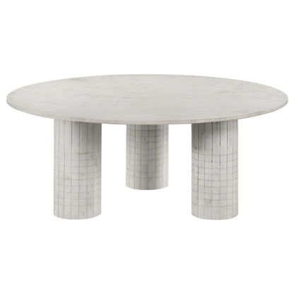  Coaster Furniture Astoria 709668-S3 3-piece Marble Coffee and End Table Set - White IMAGE 4