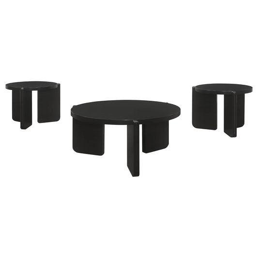  Coaster Furniture Cordova 709678-S3 3-piece Solid Wood Coffee and End Table Set - Black IMAGE 1