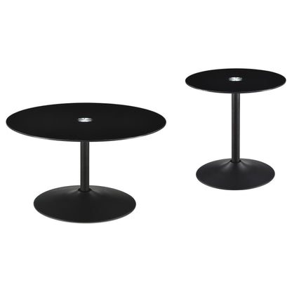  Coaster Furniture Ganso 709688-S2 2-piece Round Glass Top Coffee and End Table Set - Black IMAGE 6