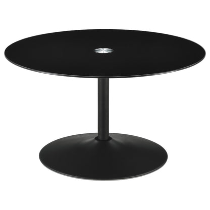  Coaster Furniture Ganso 709688-S3 3-piece Round Glass Top Coffee and End Table Set - Black IMAGE 5