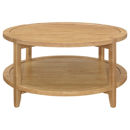  Coaster Furniture Camillo 709698-S2 2-piece Round Coffee and End Table Set - Maple IMAGE 3