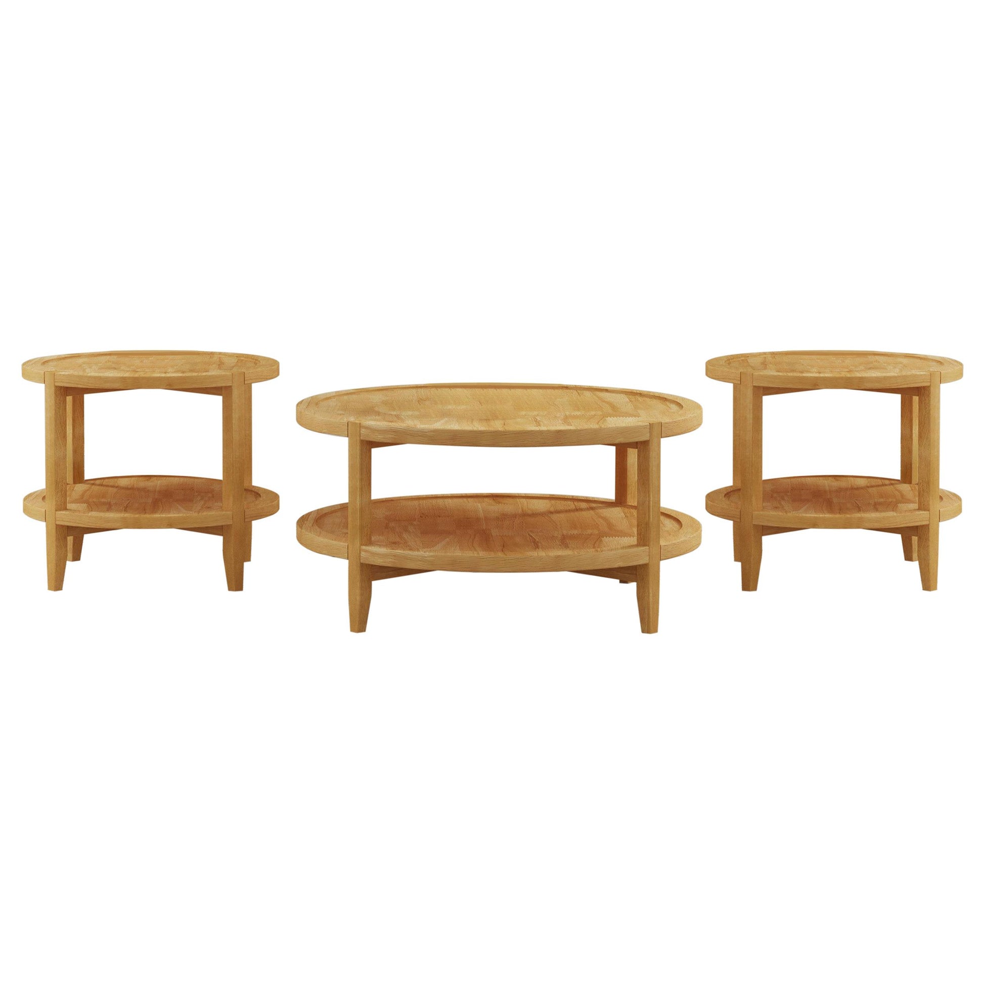  Coaster Furniture Camillo 709698-S3 3-piece Round Coffee and End Table Set - Maple IMAGE 4