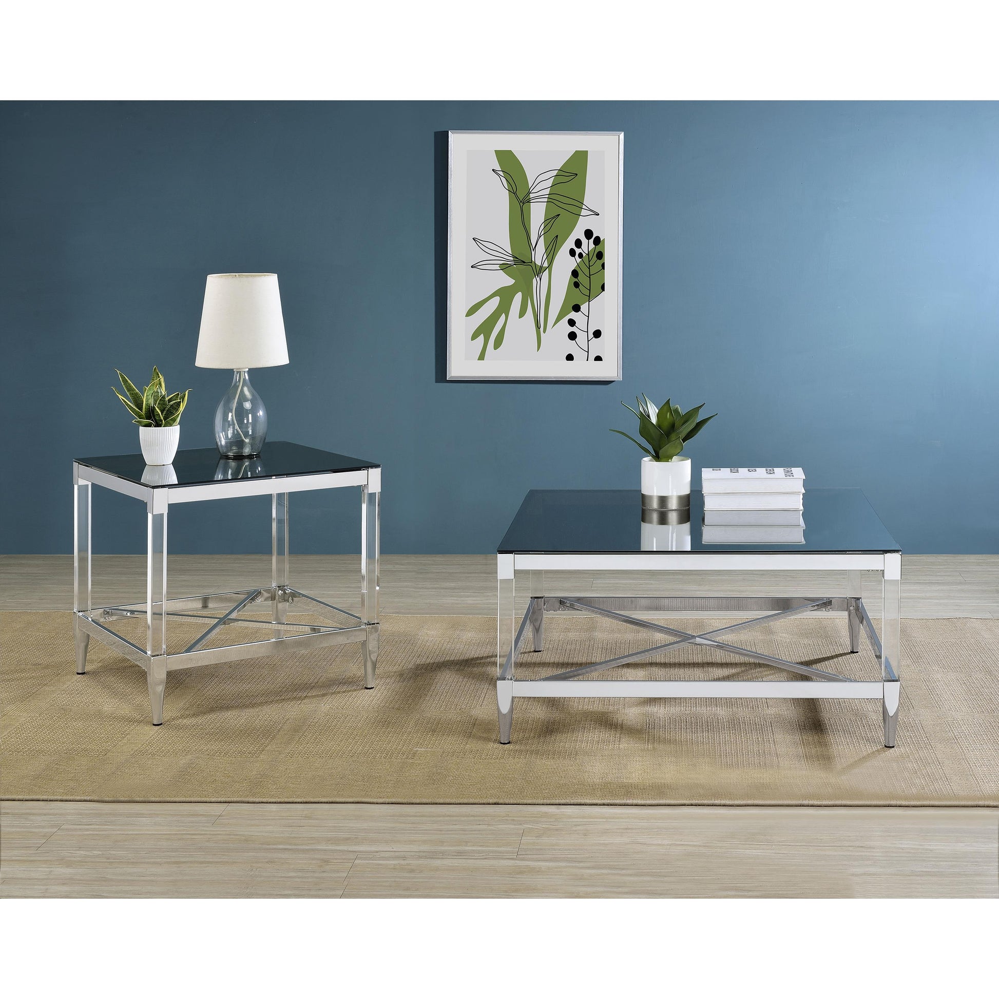 Coaster Furniture Lindley 709728-S2 2-piece Square Coffee and End Table Set - Chrome IMAGE 5