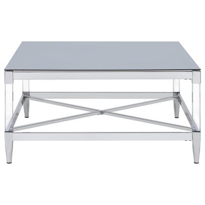  Coaster Furniture Lindley 709728-S3 3-piece Square Coffee and End Table Set - Chrome IMAGE 3