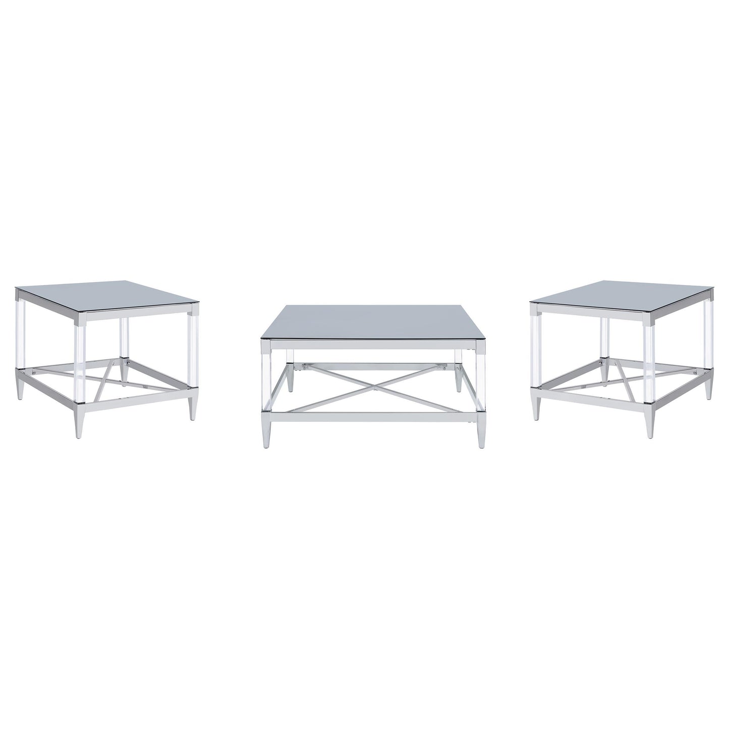  Coaster Furniture Lindley 709728-S3 3-piece Square Coffee and End Table Set - Chrome IMAGE 8