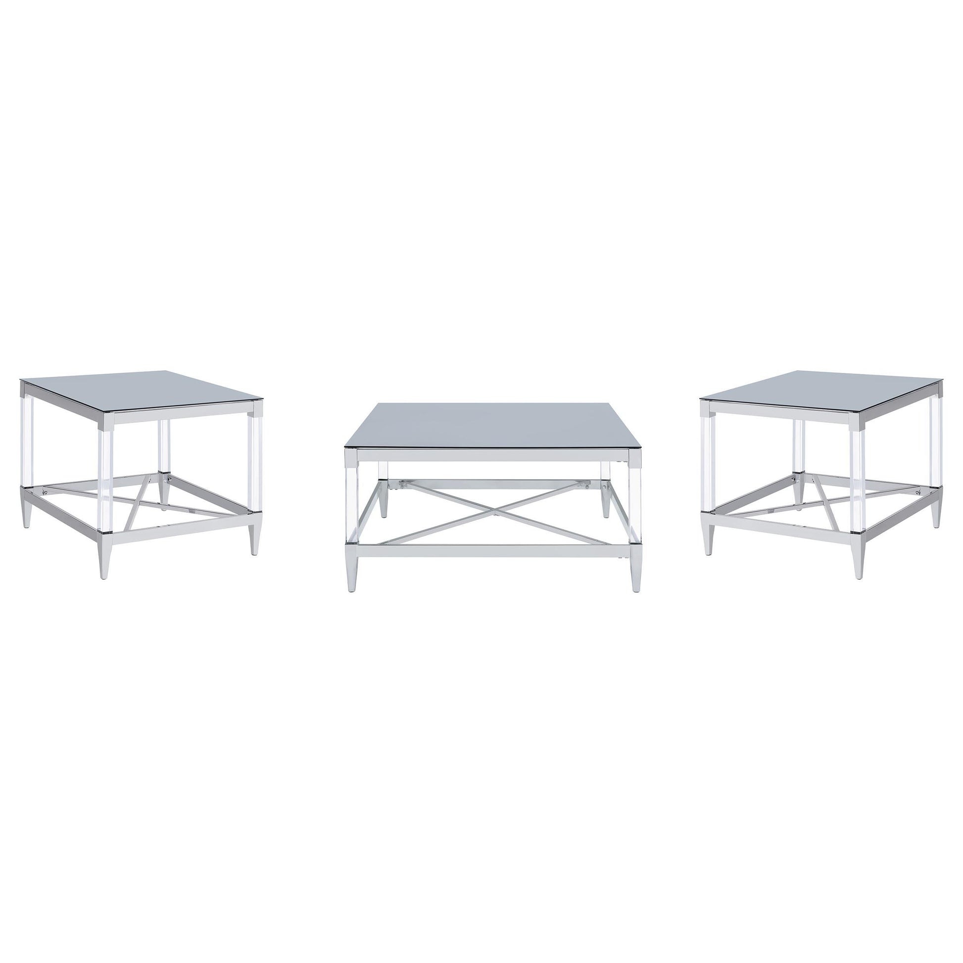  Coaster Furniture Lindley 709728-S3 3-piece Square Coffee and End Table Set - Chrome IMAGE 8