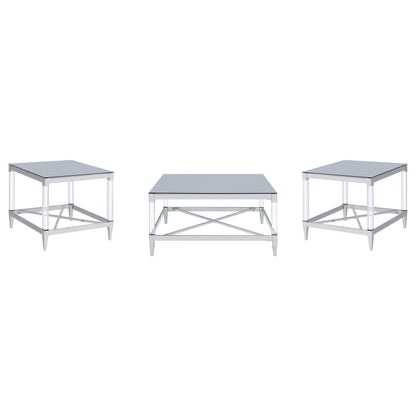  Coaster Furniture Lindley 709728-S3 3-piece Square Coffee and End Table Set - Chrome IMAGE 8