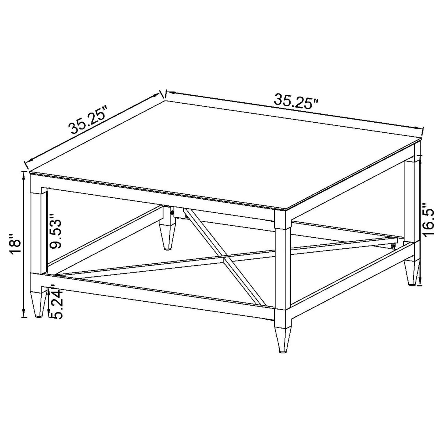  Coaster Furniture Lindley 709728-S3 3-piece Square Coffee and End Table Set - Chrome IMAGE 9