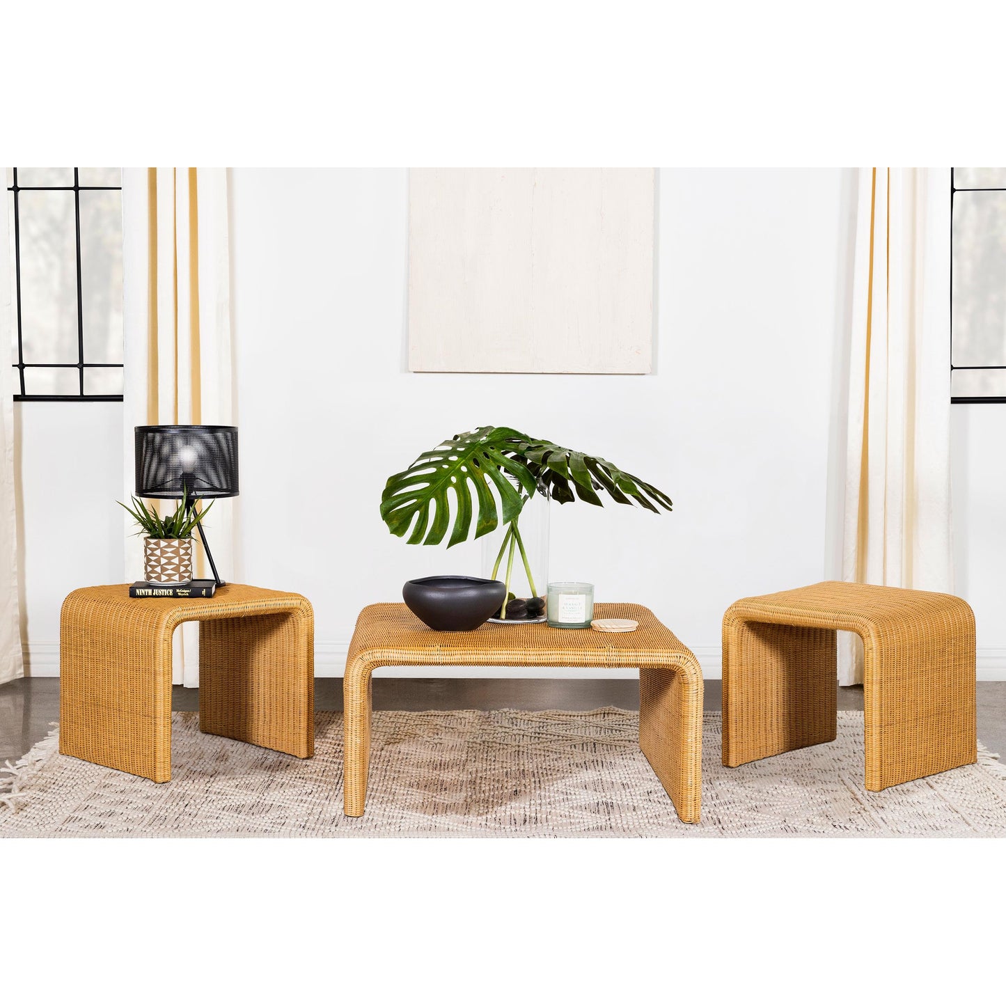  Coaster Furniture Cahya 709818-S3 3-piece Rattan Coffee and End Table Set - Natural IMAGE 5