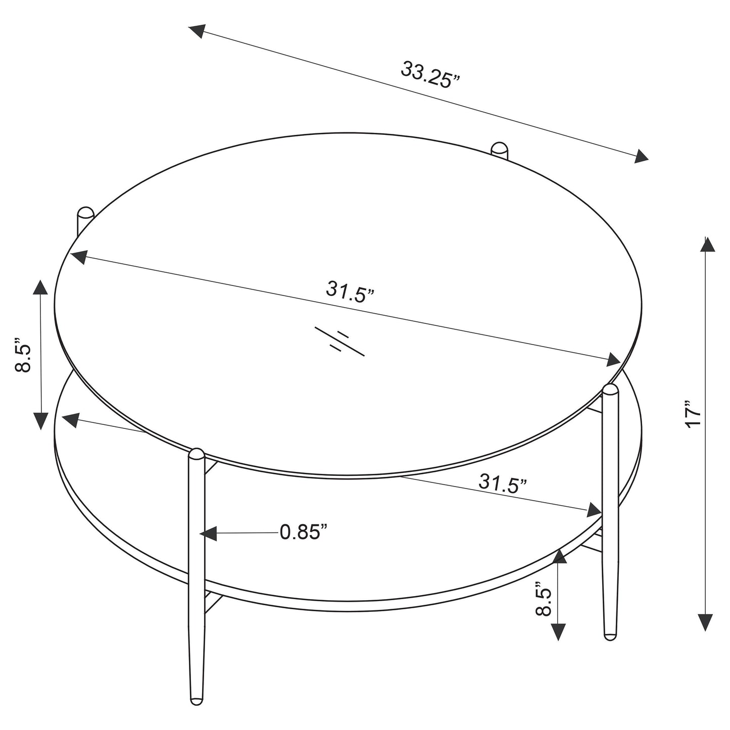  Coaster Furniture Jonelle 710338-S2 2-piece Round Coffee and End Table Set - Gold IMAGE 4