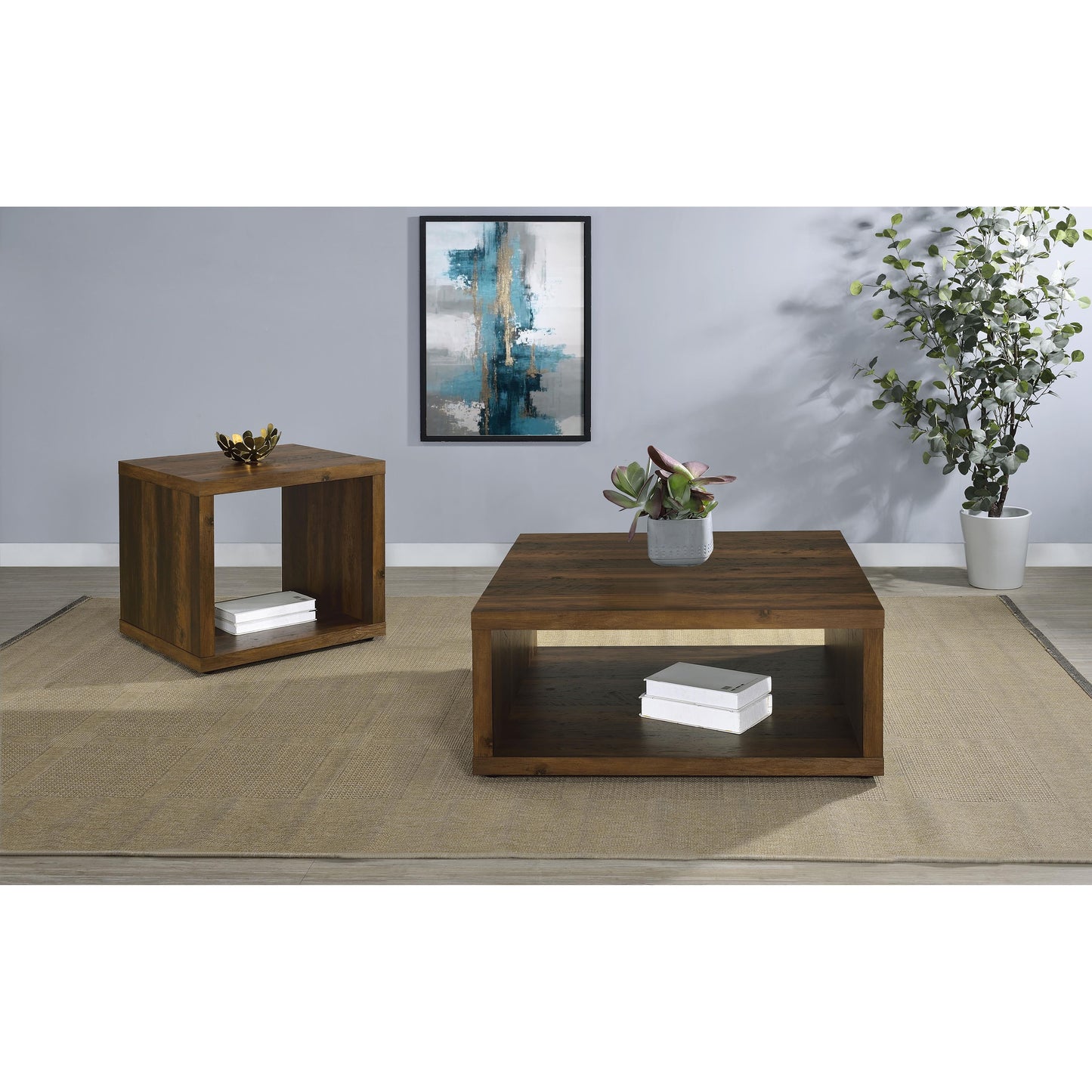  Coaster Furniture Frisco 710508-S2 2-piece Coffee and End Table Set - Dark Pine IMAGE 2