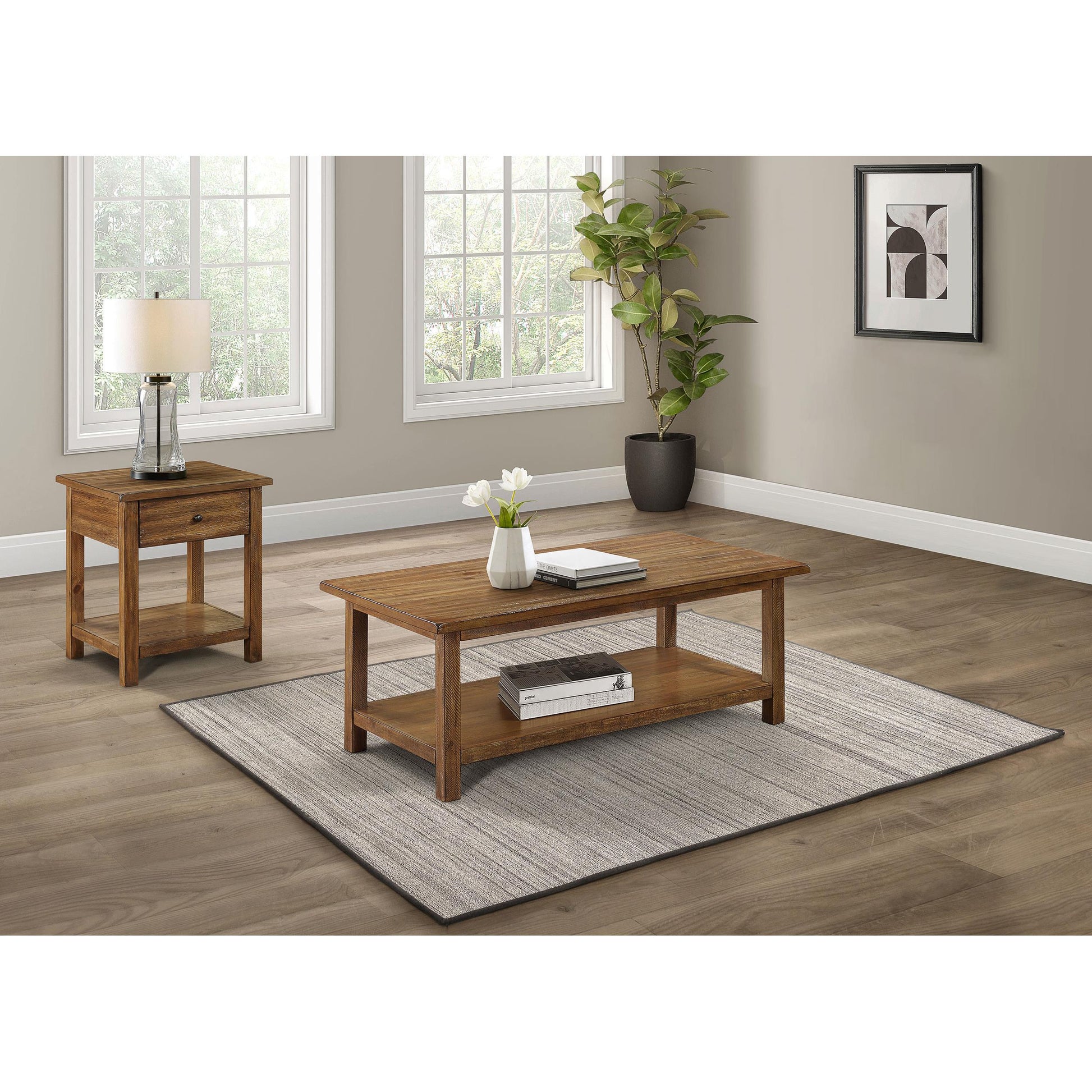  Coaster Furniture Payne 710548-S2 2-piece Coffee and 1-drawer End Table Set - Brown IMAGE 1