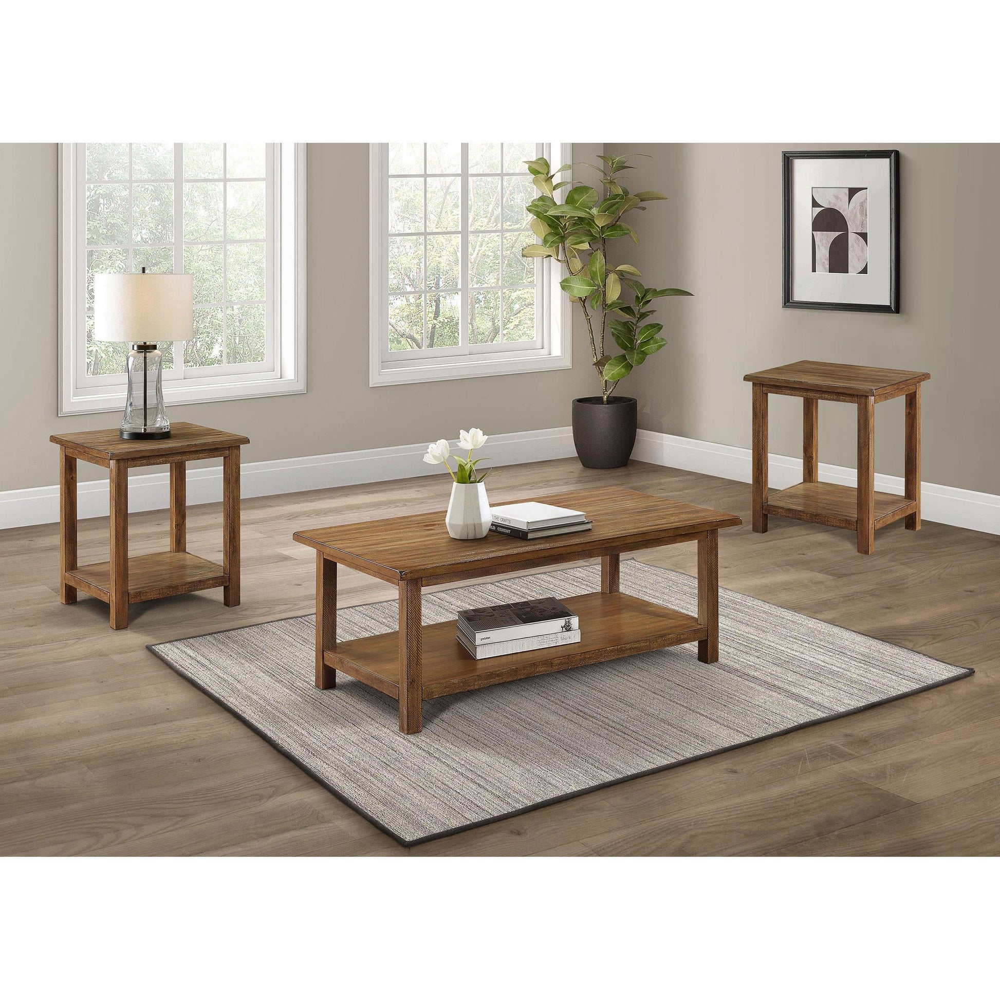 Coaster Furniture Payne 710548-S3A 3-piece Coffee and End Table Set - Distressed Brown IMAGE 4