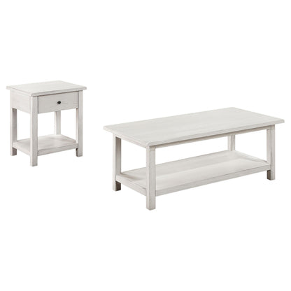  Coaster Furniture Payne 710558-S2 2-piece Coffee and 1-drawer End Table Set - White IMAGE 3