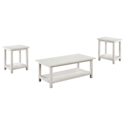  Coaster Furniture Payne 710558-S3A 3-piece Coffee and End Table Set - Distressed White IMAGE 4