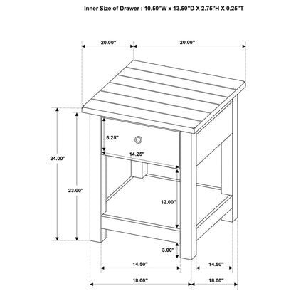  Coaster Furniture Payne 710568-S2 2-piece Coffee and 1-drawer End Table Set - Java IMAGE 10