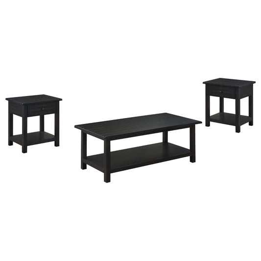  Coaster Furniture Payne 710568-S3 3-piece Coffee and 1-drawer End Table Set - Java IMAGE 1