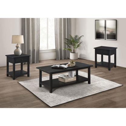  Coaster Furniture Payne 710568-S3 3-piece Coffee and 1-drawer End Table Set - Java IMAGE 2