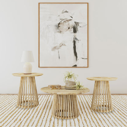  Coaster Furniture Touhy 710608-S3 3-piece Round Coffee and End Table Set - Natural Mango IMAGE 2