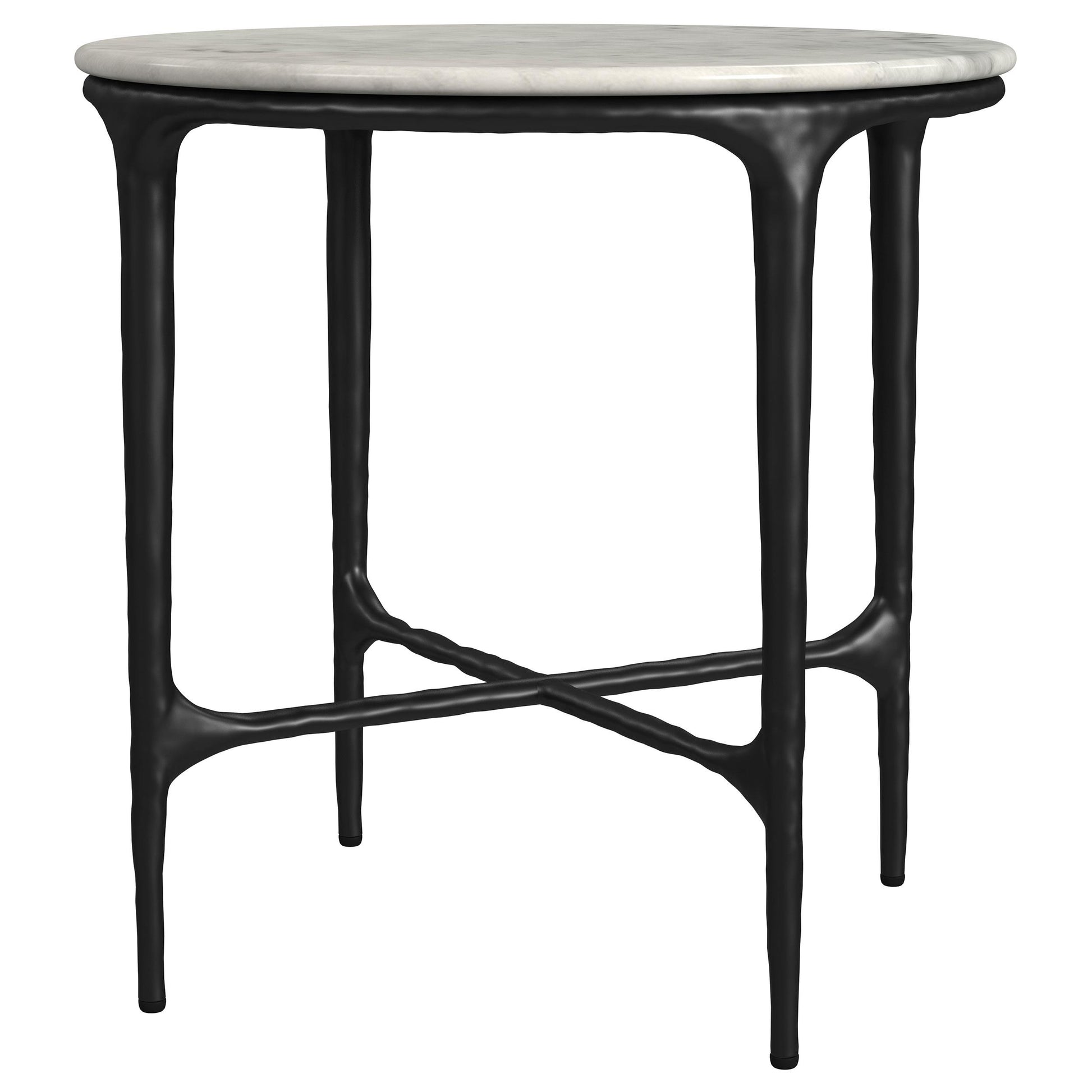  Coaster Furniture Hermas 710737 Round Genuine Marble Top Metal Side Table - White IMAGE 4