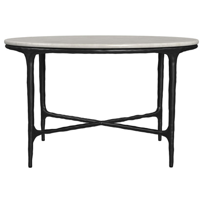  Coaster Furniture Hermas 710738 Round Genuine Marble Top Metal Coffee Table - White IMAGE 2