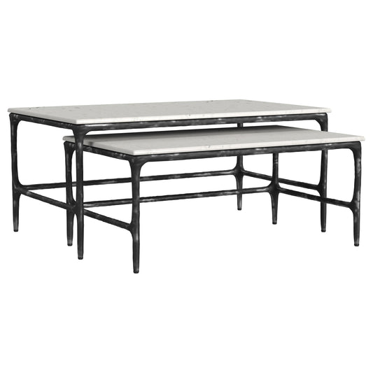  Coaster Furniture Ebby 710740 2-piece Genuine Marble Top Nesting Coffee Tables - White IMAGE 1