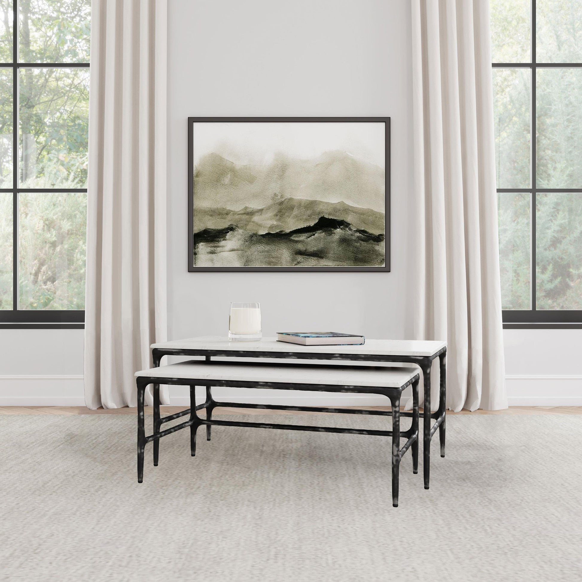  Coaster Furniture Ebby 710740 2-piece Genuine Marble Top Nesting Coffee Tables - White IMAGE 2