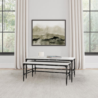  Coaster Furniture Ebby 710740 2-piece Genuine Marble Top Nesting Coffee Tables - White IMAGE 2