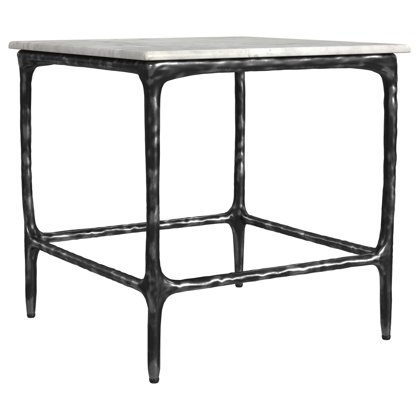  Coaster Furniture Ebby 710747 Square Genuine Marble Top Metal End Table - White IMAGE 1